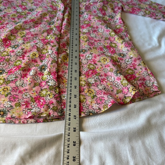 Kut From the Kloth Long Sleeve Sheer Button Up Crepe Blouse Multicolor Pink Sml - Picture 9 of 11